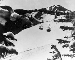 Two Lifts in Air at Park City Resort in Black and White