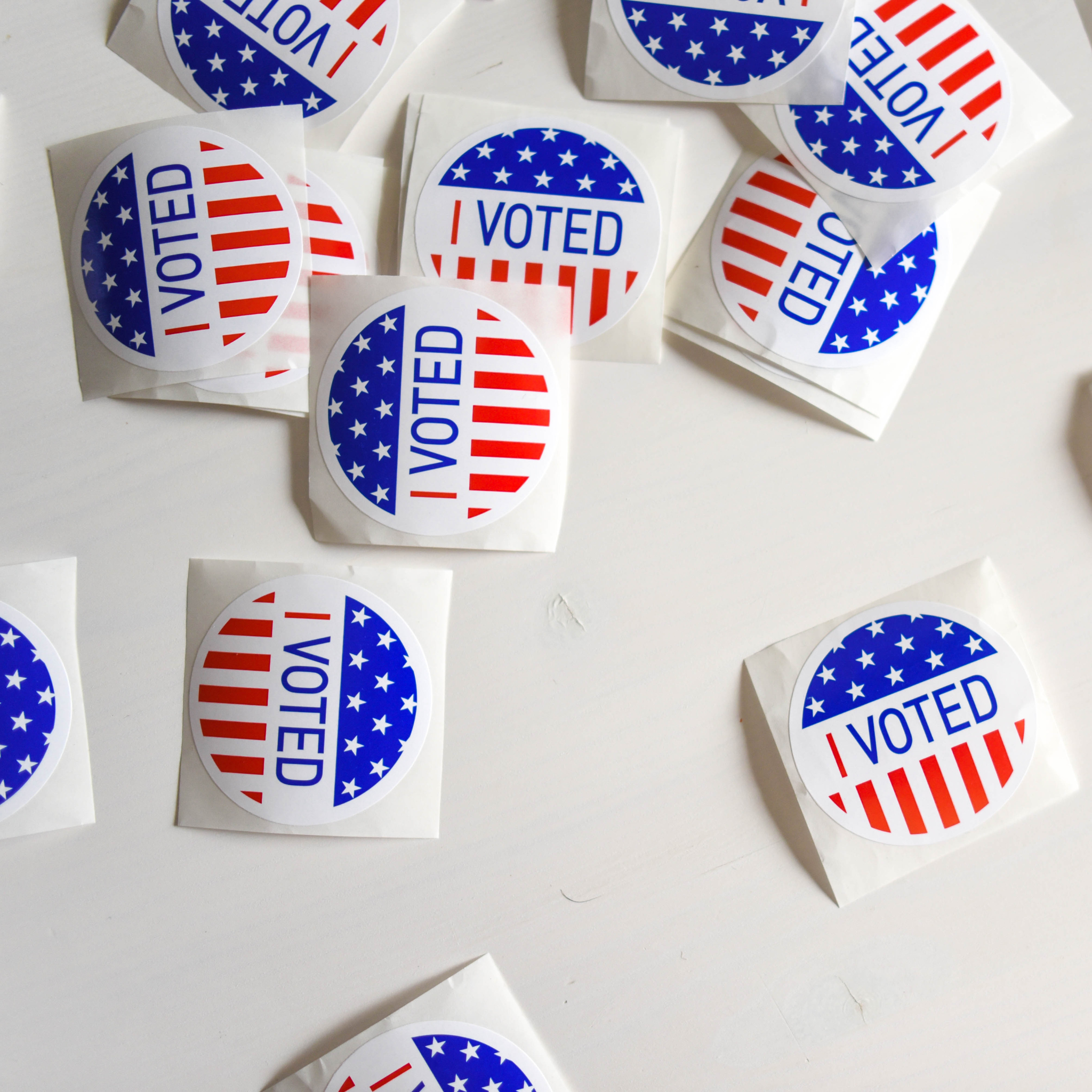Photo of several 'I Voted' stickers