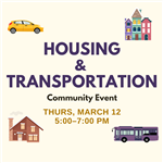 Housing and Transportation Event square graphic